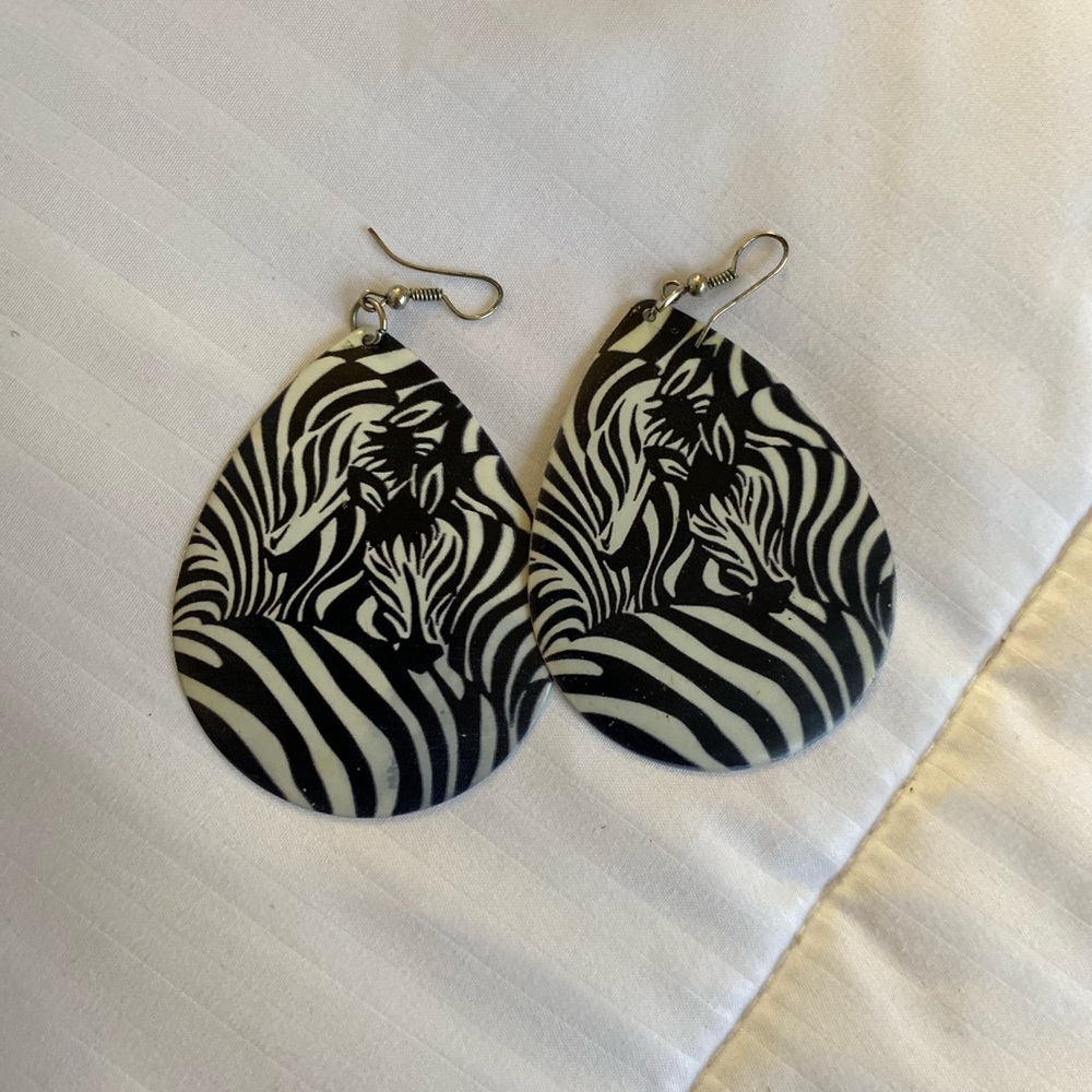 Zebra Print Teardrop Earrings
